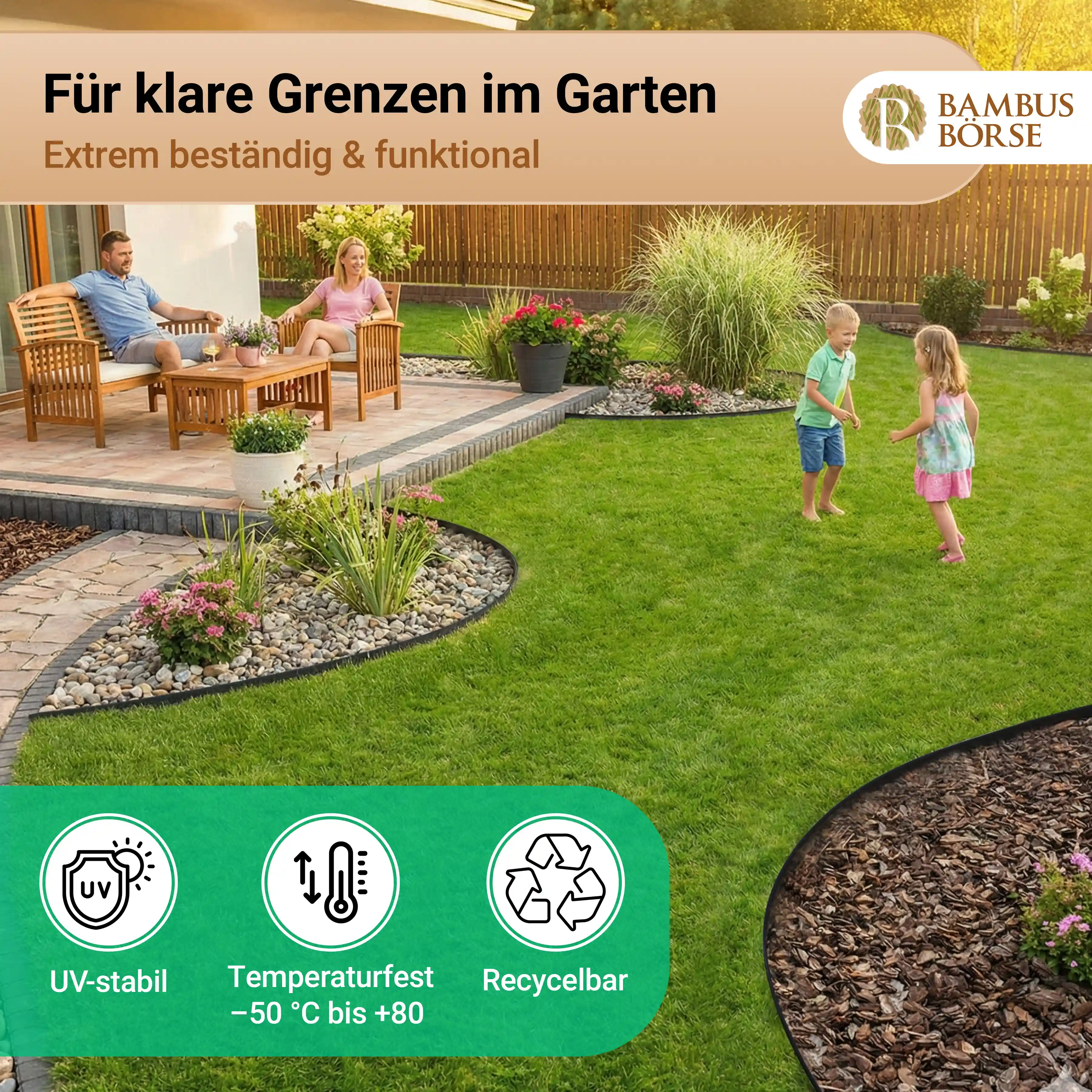 Abgrenzung von Beeten vom Rasen durch eine Rasenkante