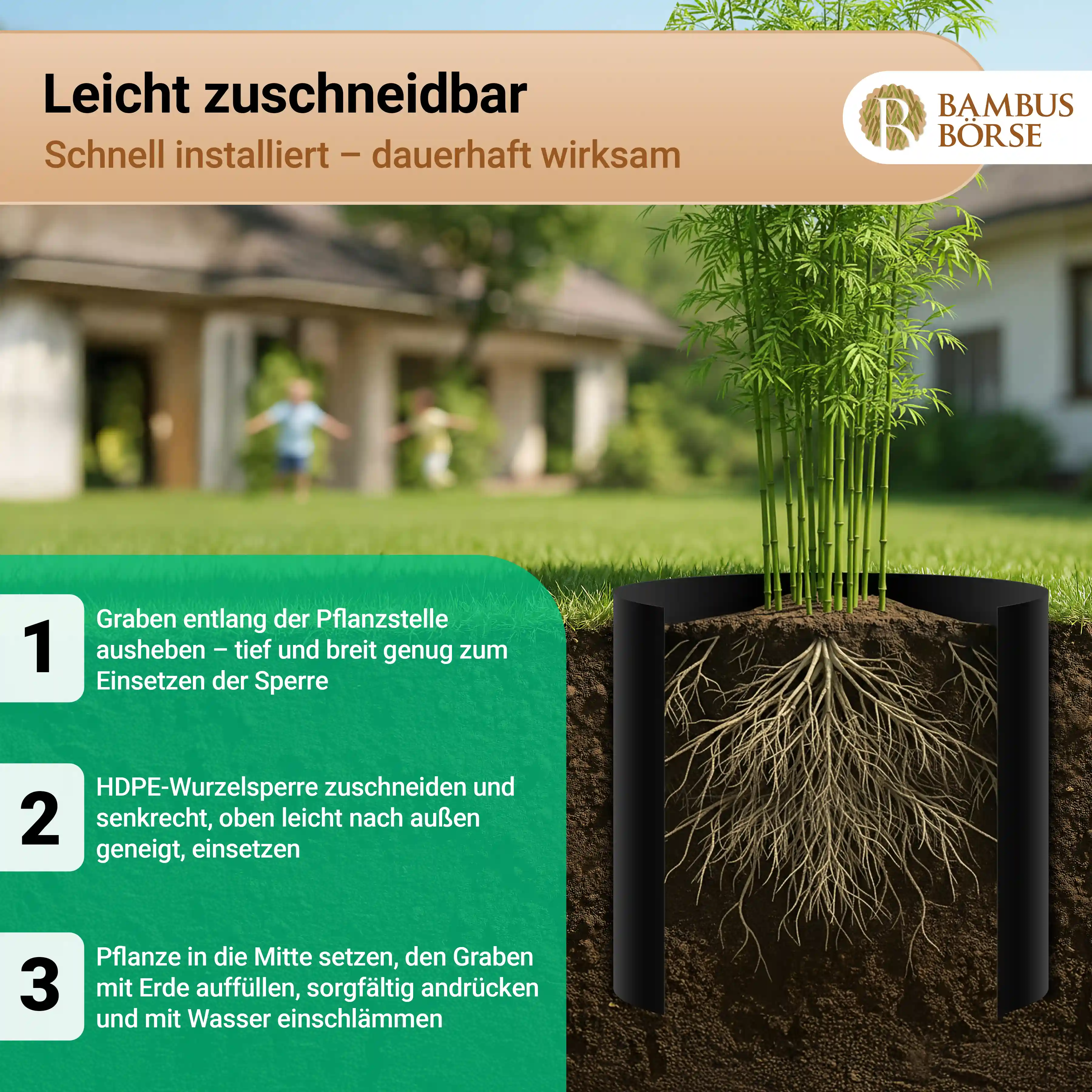 Bundle Rhizomsperre / Wurzelsperre (Stärke: 2 mm) mit Verschlussschiene*