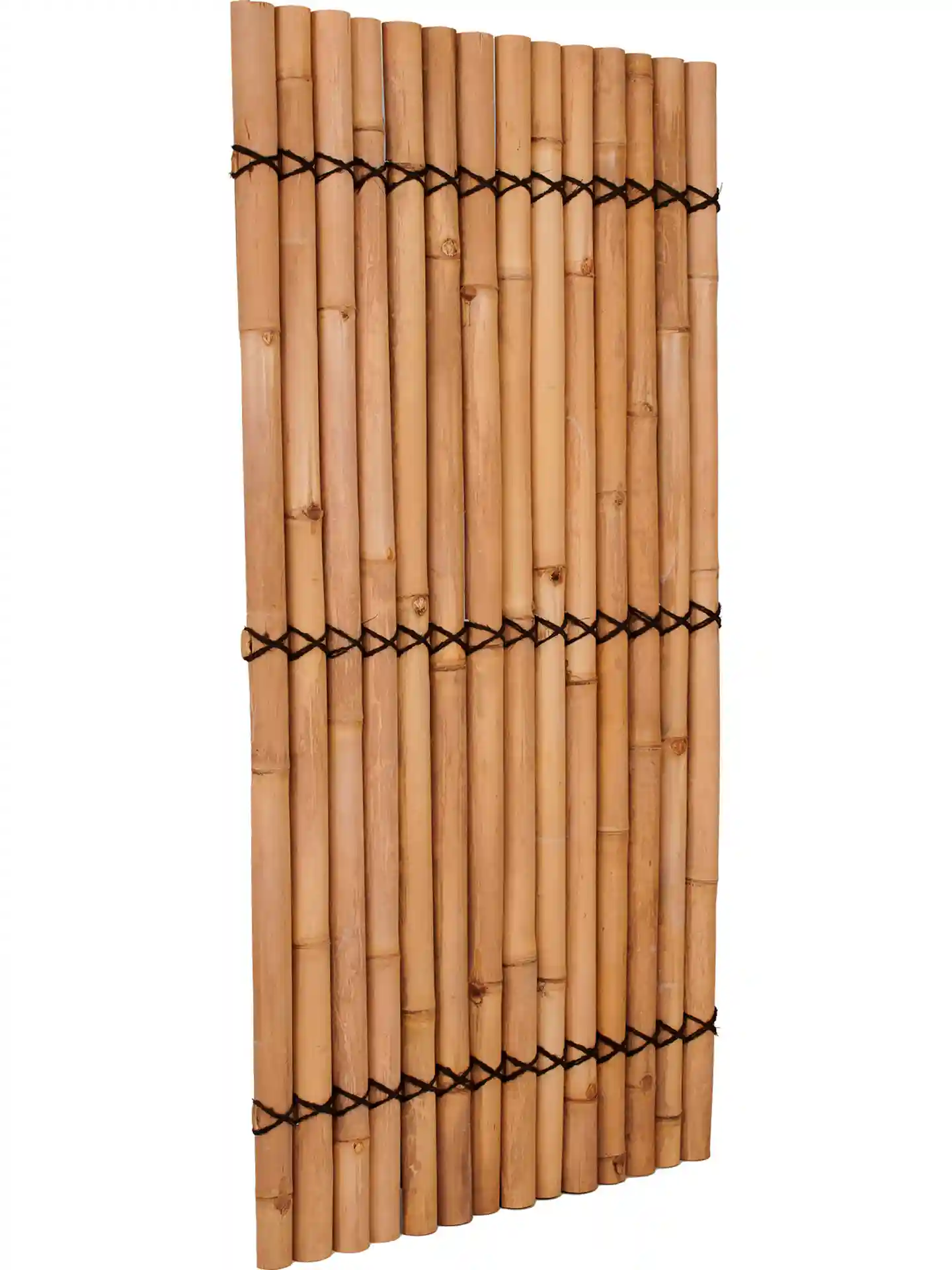 Bambushalbzaun Apus aus hellen Bambusstäben als dekorativer Sichtschutz für den Garten.