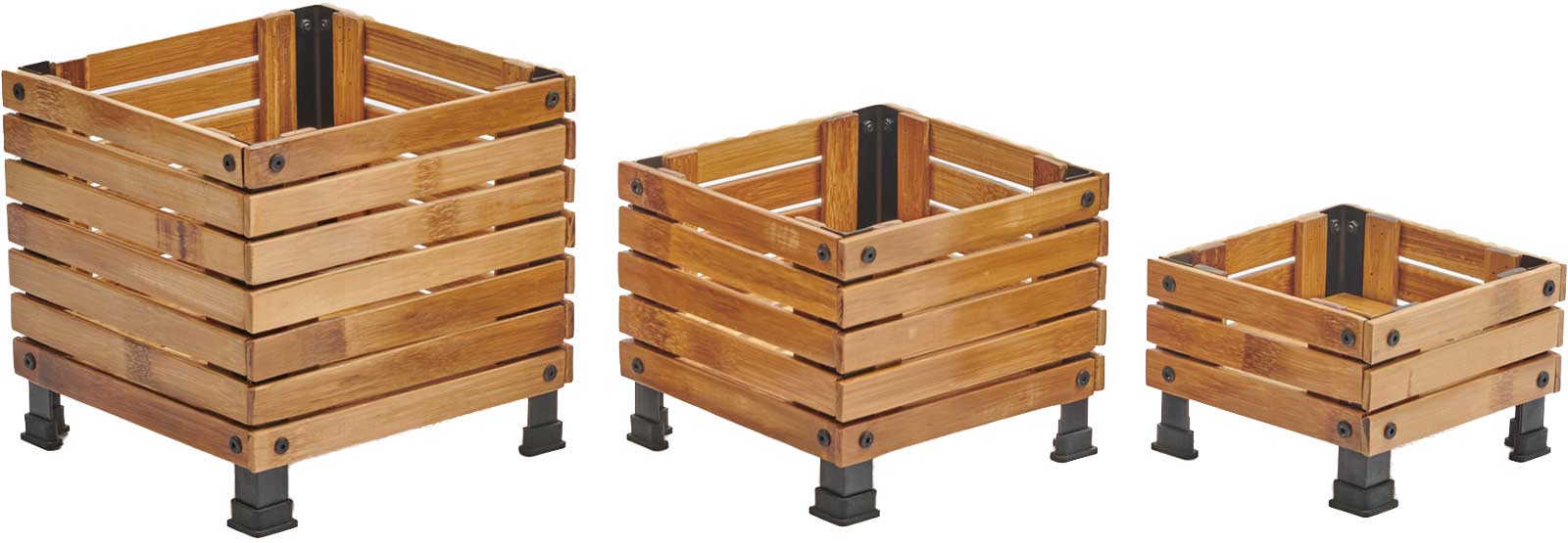 Pflanzkübel aus Bambus quadratisch - 3er Set