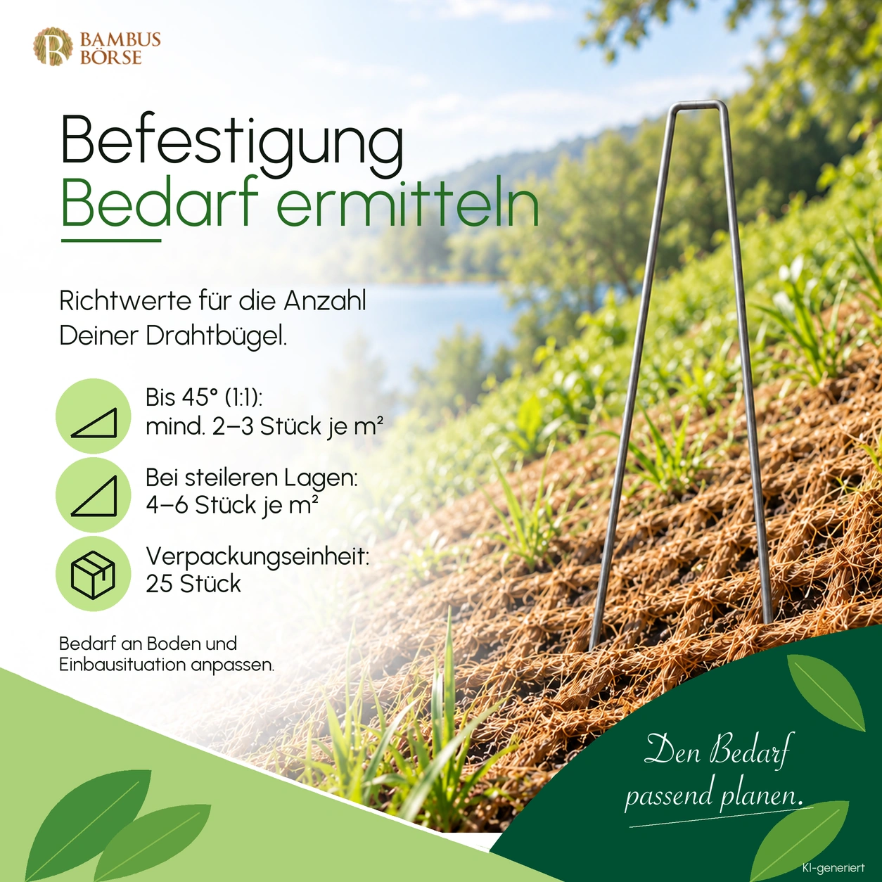 Drahtbügel aus Stahl für Böschungsmatten – 3,5 × 230 mm, 25 Stück