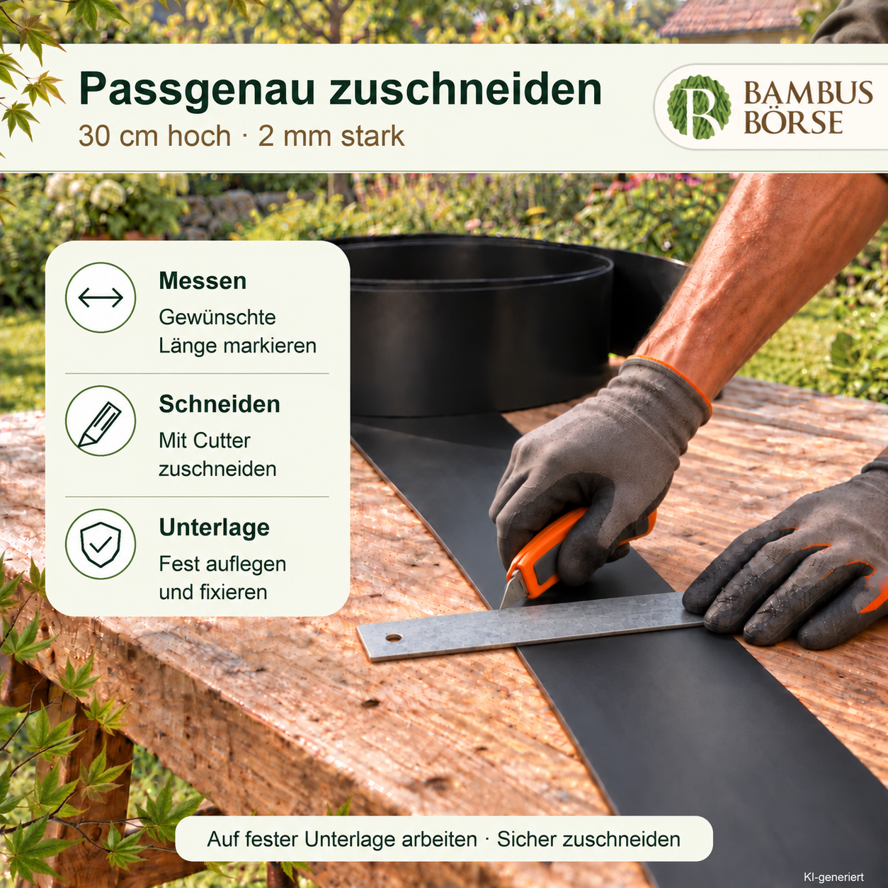 Rasenkante, Beeteinfassung (Stärke 2 mm, Höhe 30 cm ) aus HDPE*
