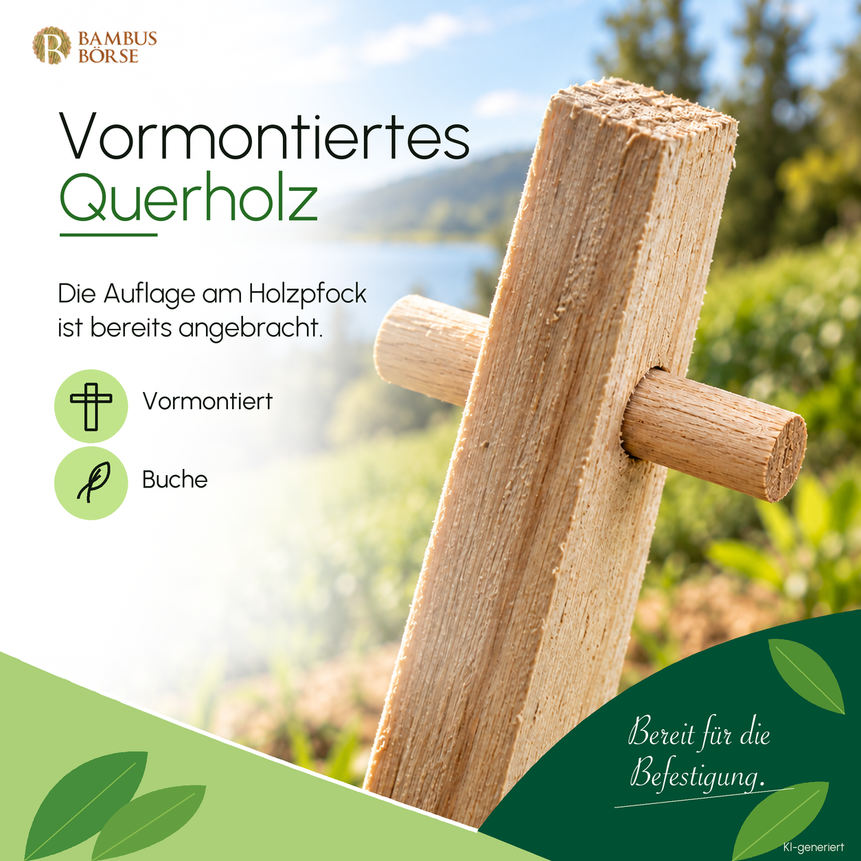 Detail des durch den Holzpfock gesteckten Querholzes aus Buche. KI-generierte Detaildarstellung.