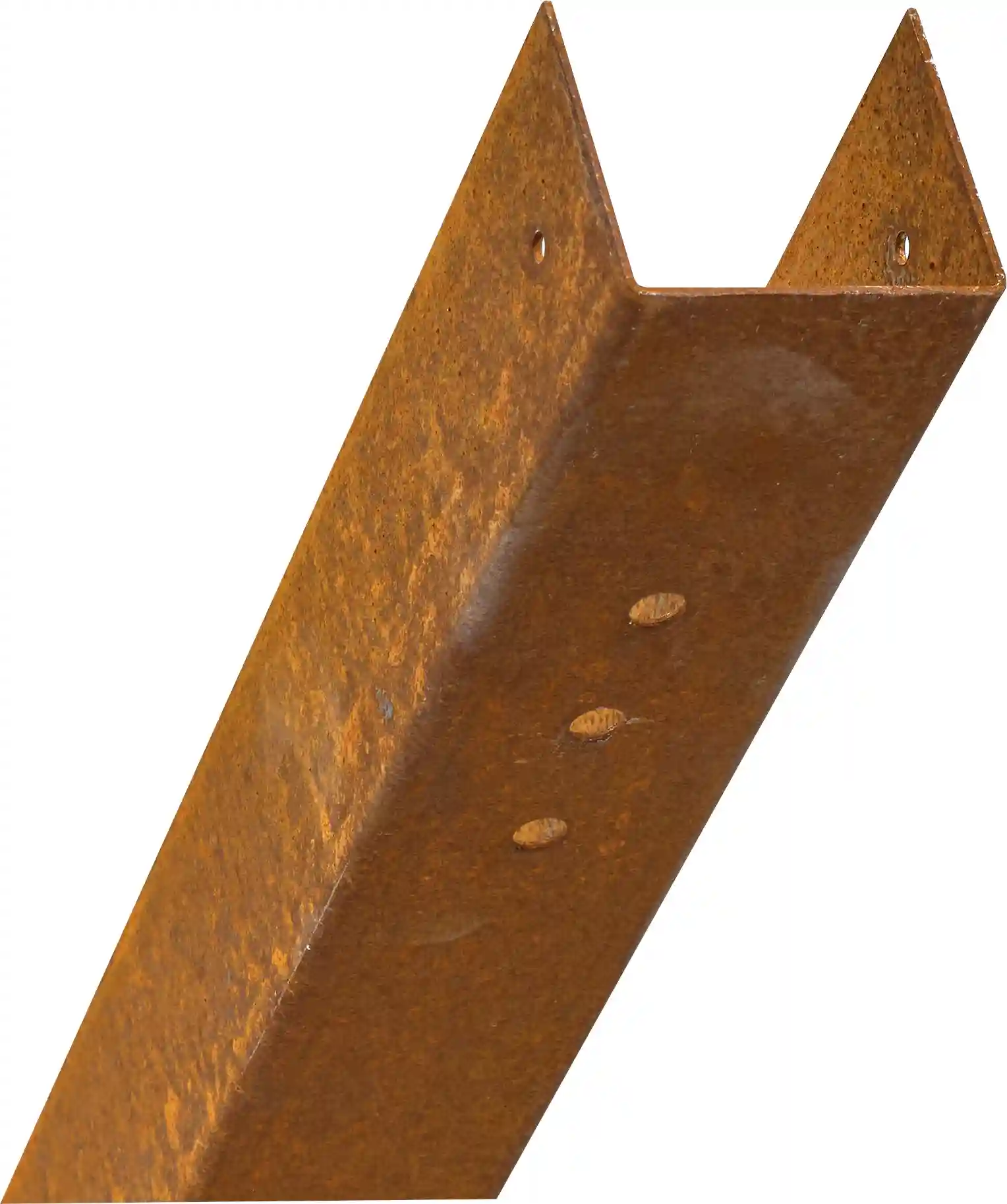 Wandhalter aus Cortenstahl rostfarben für stabile Befestigung von Bambuszaun an Wänden.