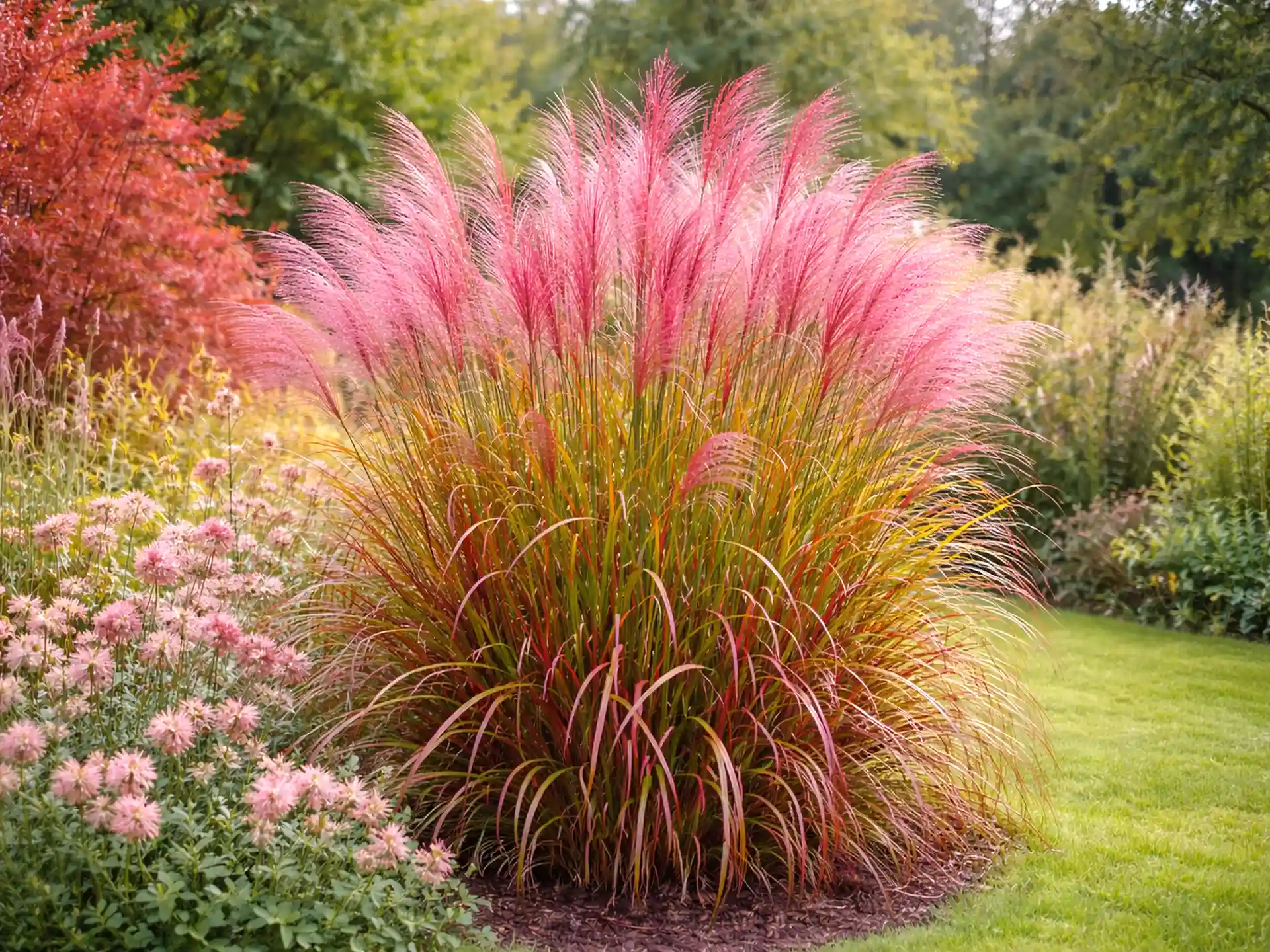 Miscanthhus sinensis Red Chief im Staudenbeet