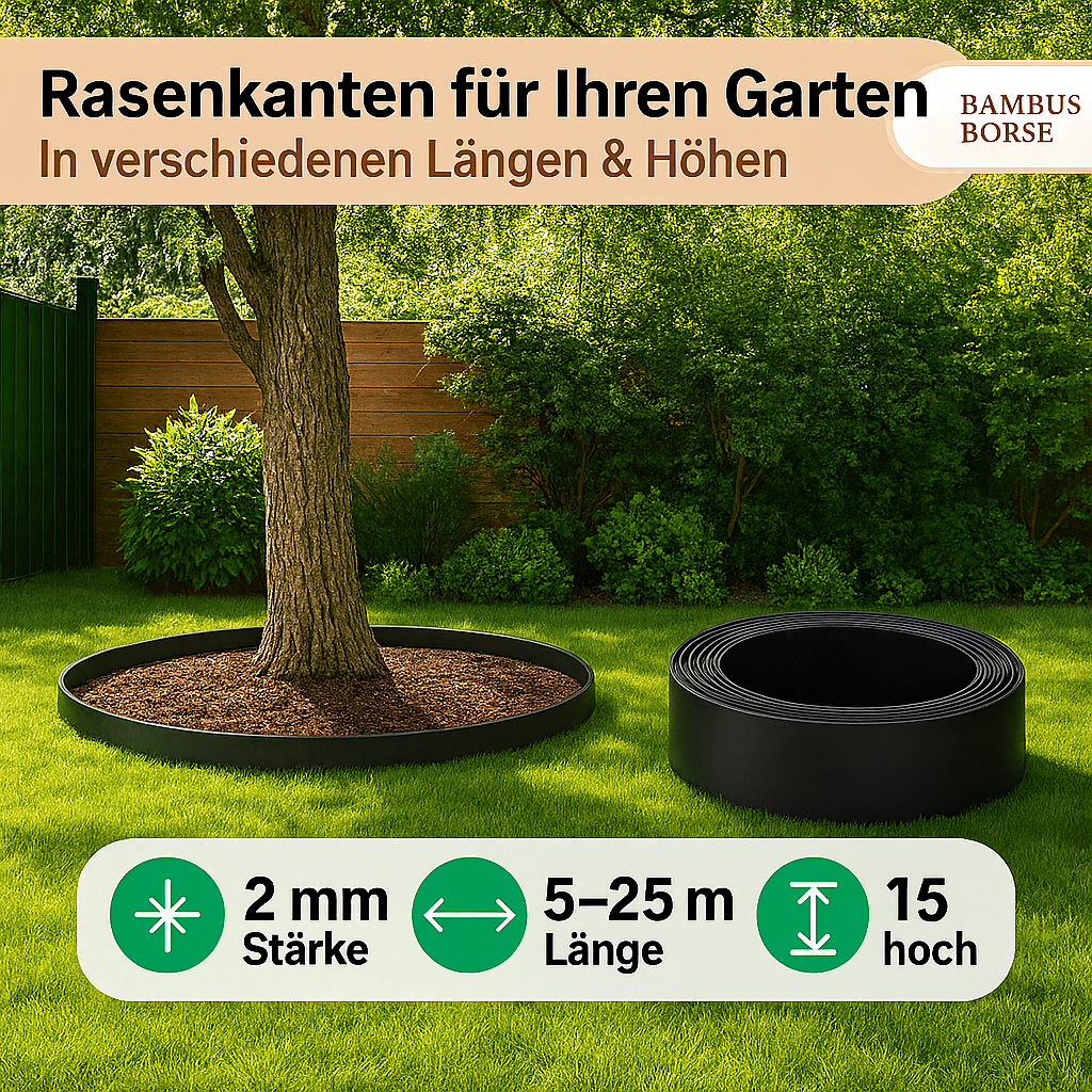 Beeteinfassung, Rasenkante (Stärke 2 mm, Höhe 15 cm ) aus HDPE*