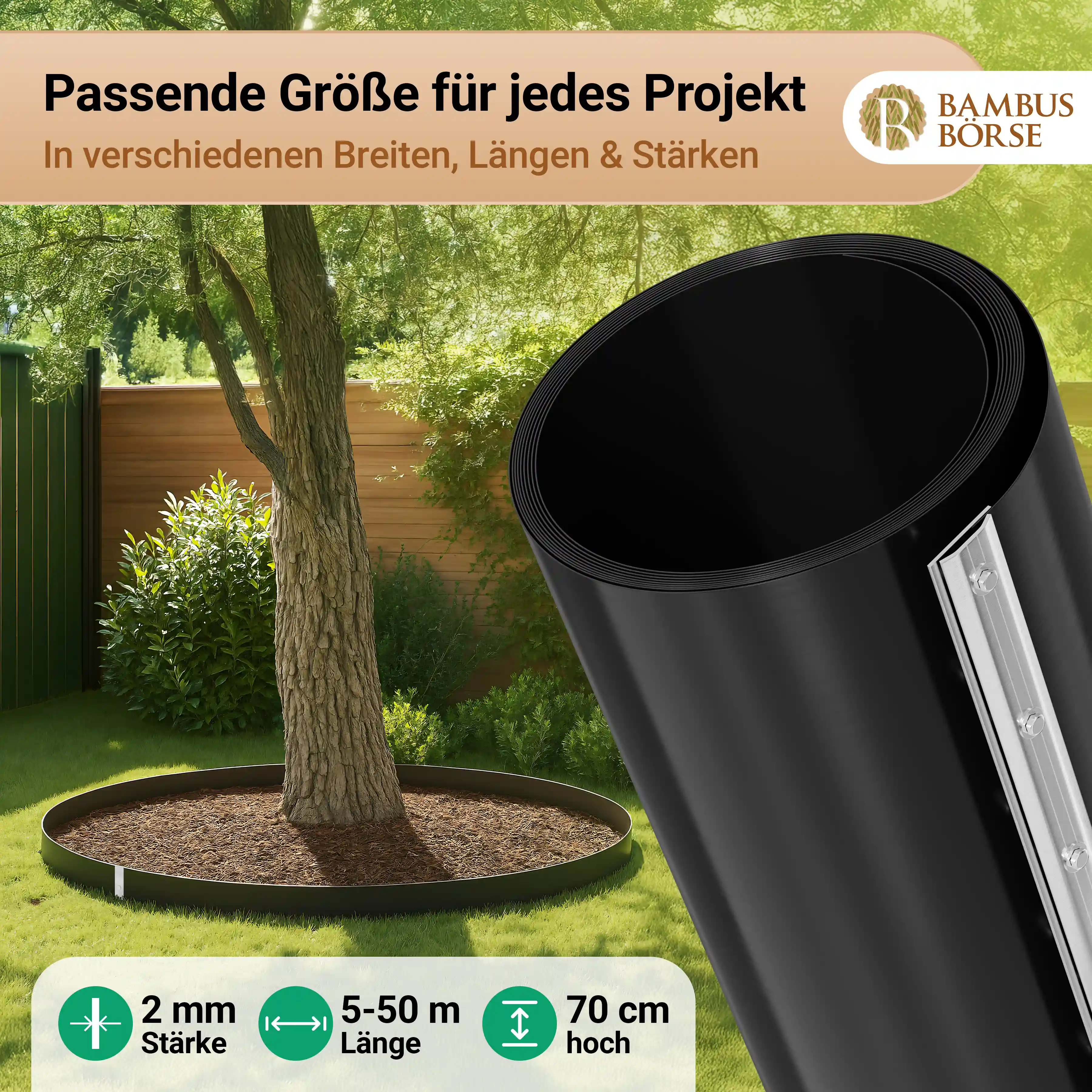 Bundle Rhizomsperre / Wurzelsperre (Stärke: 2 mm) mit Verschlussschiene*