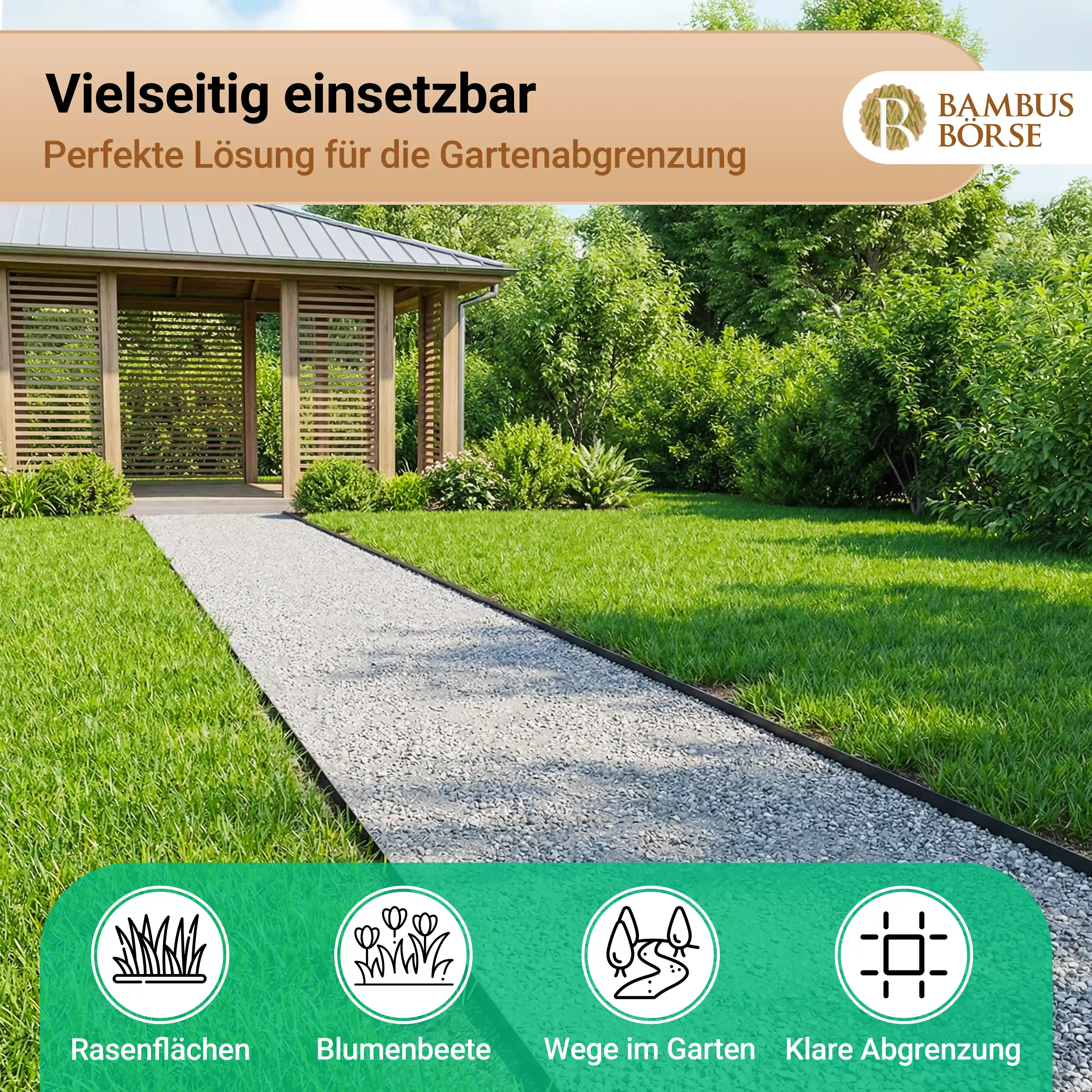 Rasenkante entlang eines Kiesweges