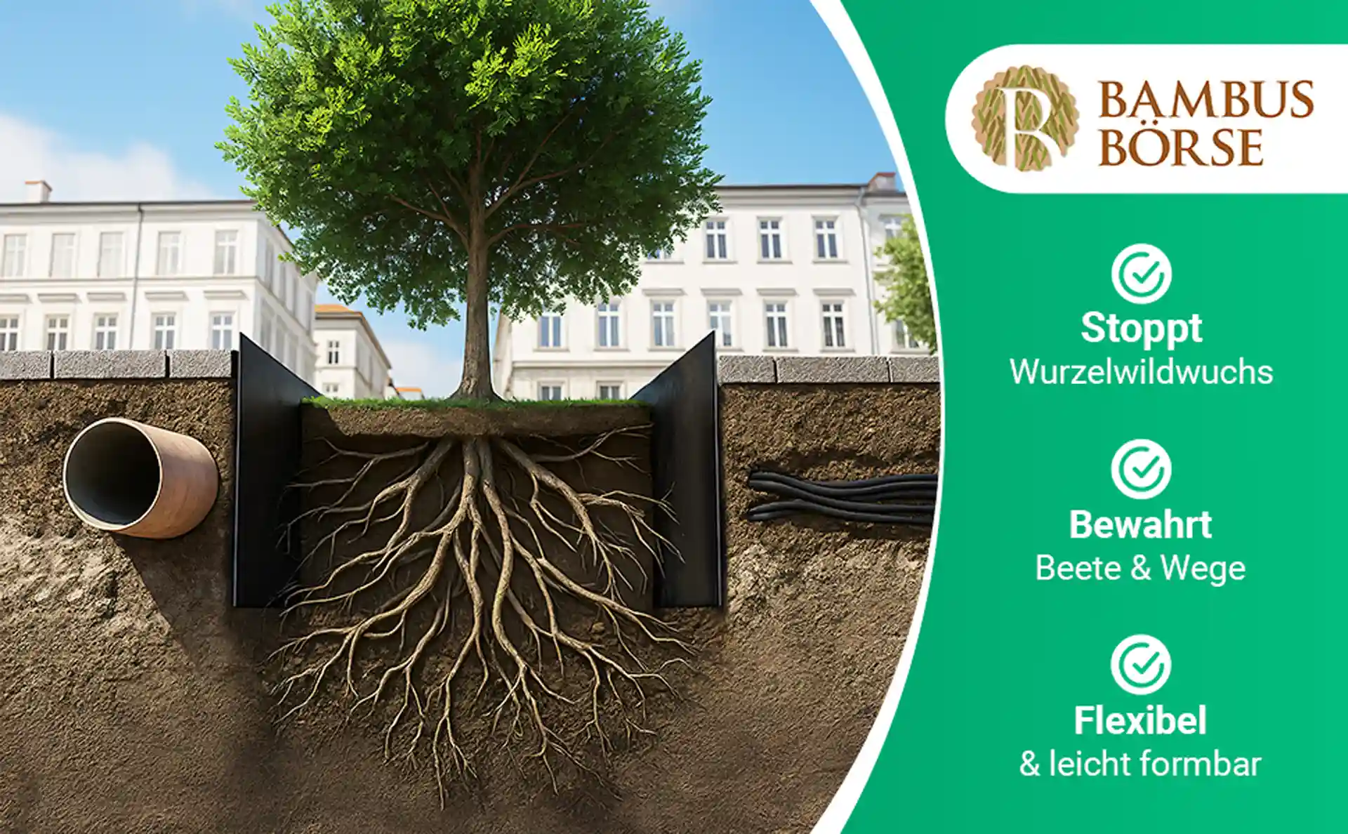 Wurzelsperren schützen Rohre und Kabel