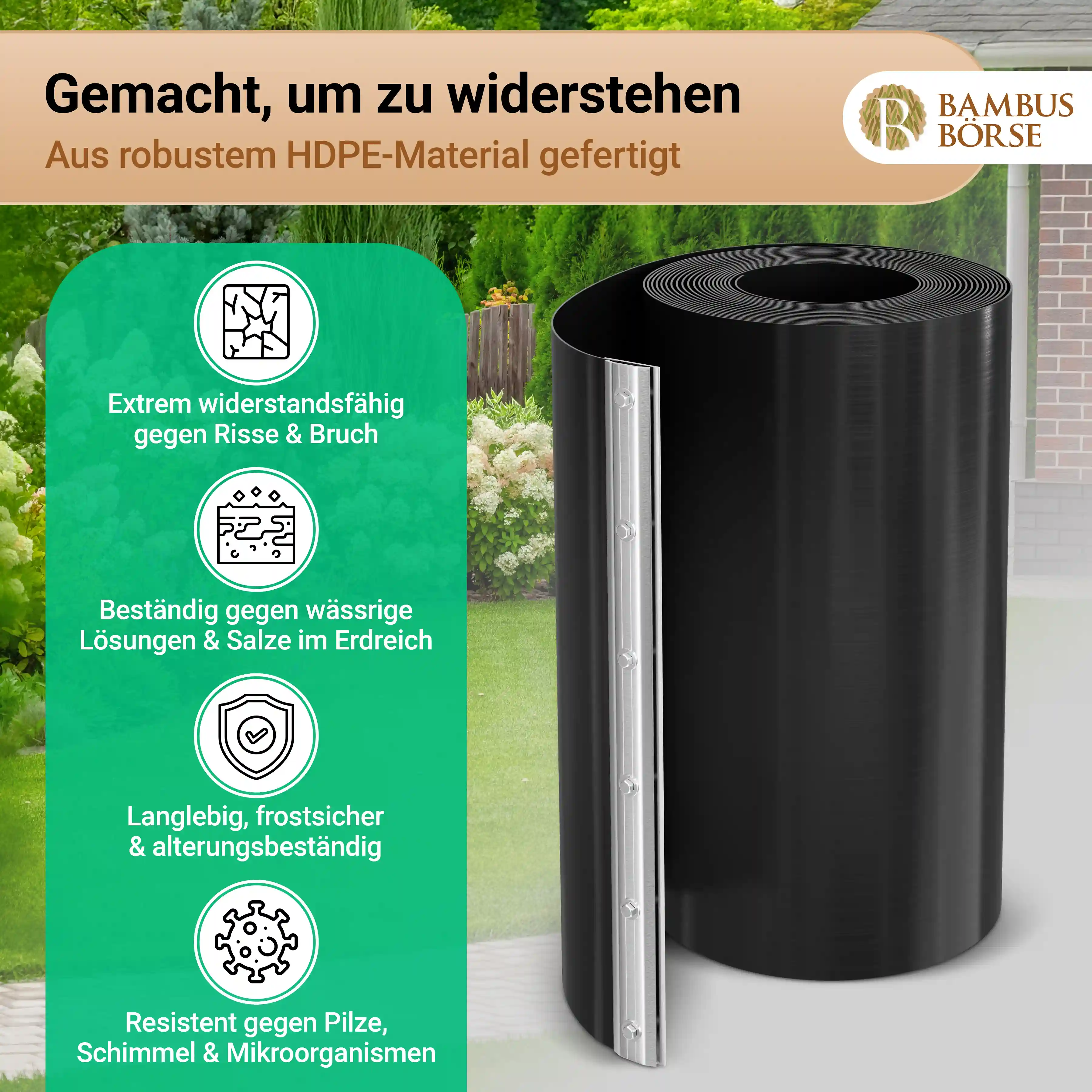 Rhizomsperre mit Aluminium Verschlussschiene