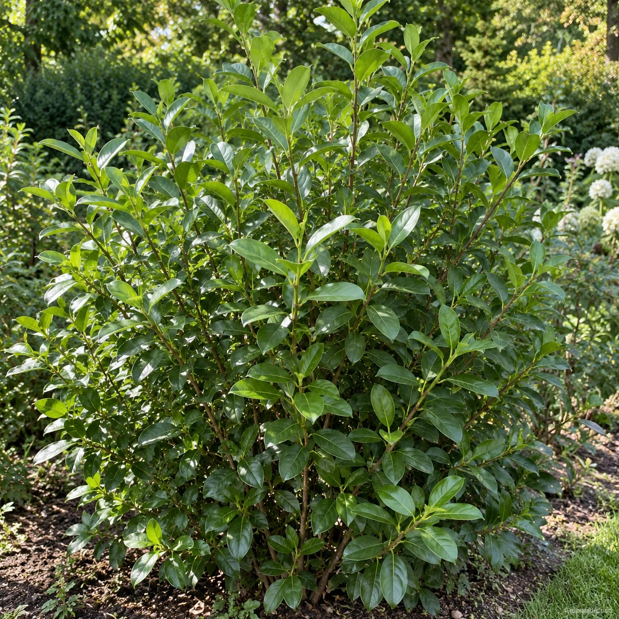 Ovalblättriger Liguster mit dichtem grünem Laub.