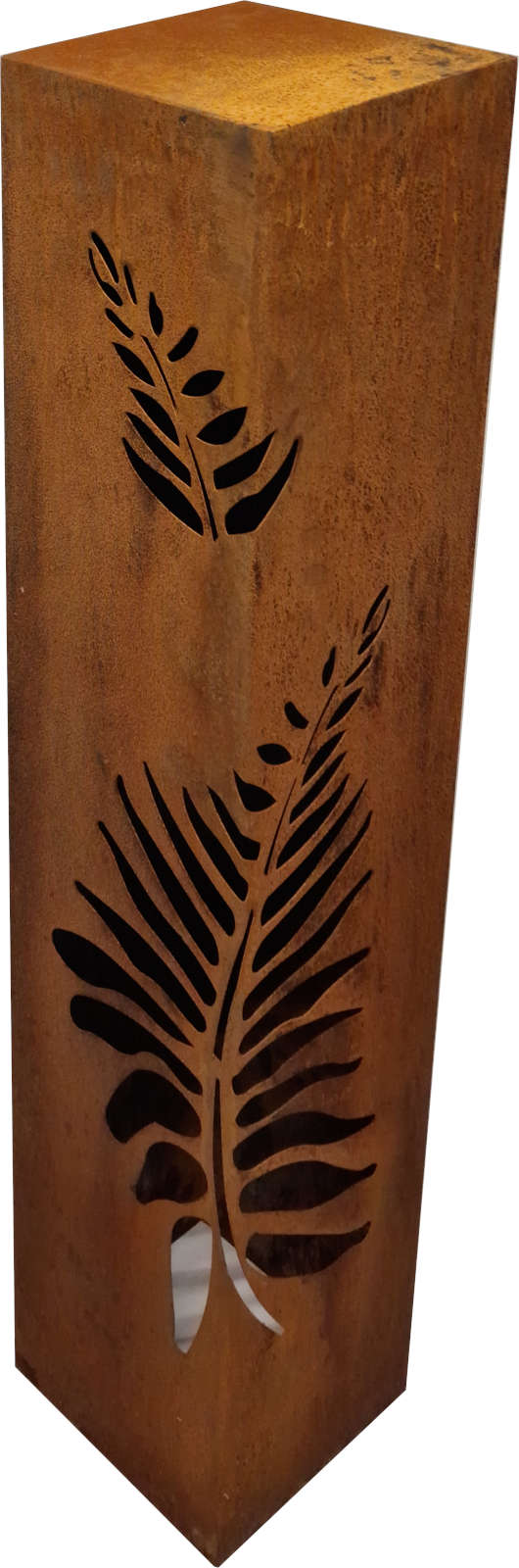 Gartensäule aus Stahl mit Edelrost Motiv:Farn