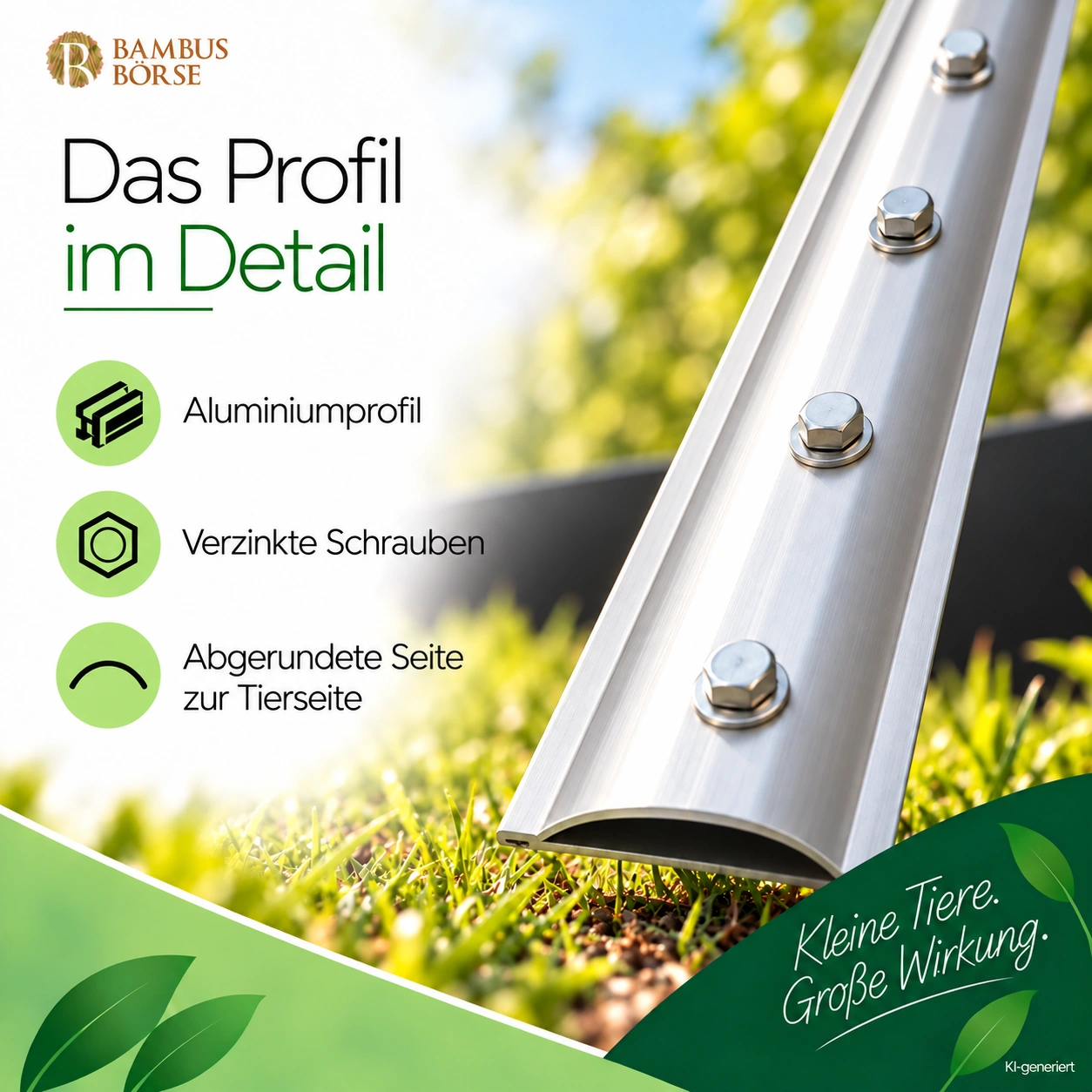 Aluminium-Anschlussschiene für Reptilien- und Amphibienschutzzaun, 70 / 100 cm