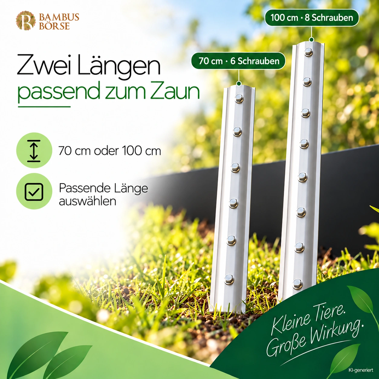 Aluminium-Anschlussschiene für Reptilien- und Amphibienschutzzaun, 70 / 100 cm